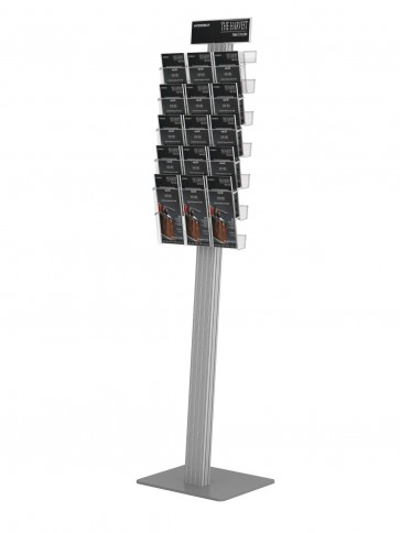 Stojak na ulotki , prezenter + 5 kieszeni A4 poziomo , stelaż ukośny ( ulotki A4 A5 i DL ) + toper DL  Art 276