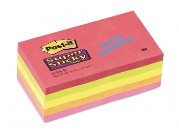 Bloczek samoprzylepny POST-IT super sticky neonowe 127x76 mm.