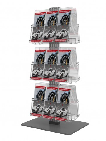 Stojak na ulotki - obrotowy 6 x A4 poziomo Art 3083V grafit