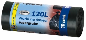 Worki na śmieci supergrube  Grosik 120 L , 10 sztuk . 