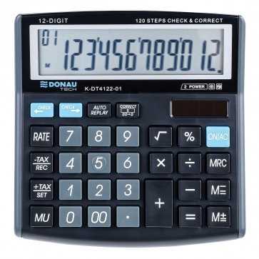 Kalkulator biurowy DONAU TECH K-DT4122-01 12-cyfrowy czarny