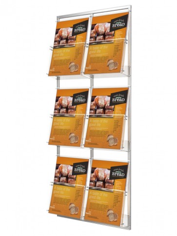 Prezenter ścienny 6 kieszeni A4 pionowo na ulotki Art 2331v2