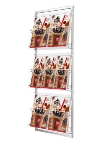 Prezenter ulotek na ramce do ściany 3 kieszenie A4 poziomo na ulotki A4 A5 DL  Art 234