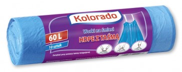 Worki na śmieci z taśmą  Kolorado 60 L , 10 sztuk . 