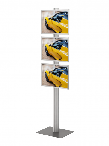 Prezenter / ekspozytor / stojak na ulotki wolnostojący ,prezenter plakatu 3 x A3 w szerokiej ramce Art 502