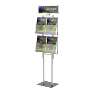 Składany stojak na ulotki 4 kieszenie A4 pionowo+toper  art 288v1